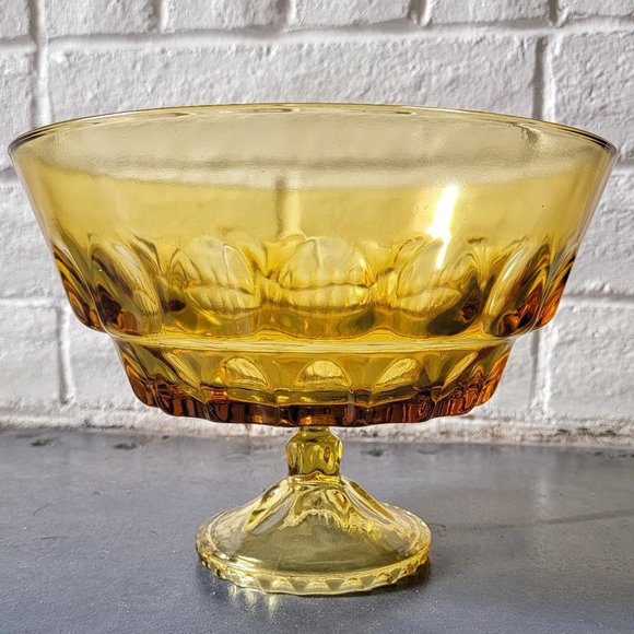 1960s Vintage Viking Georgian Amber Pedestal Trifle Fruit/Salad Bowl - Picture 2 of 7